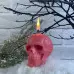 Воскова рожева свічка - Череп (7 см)