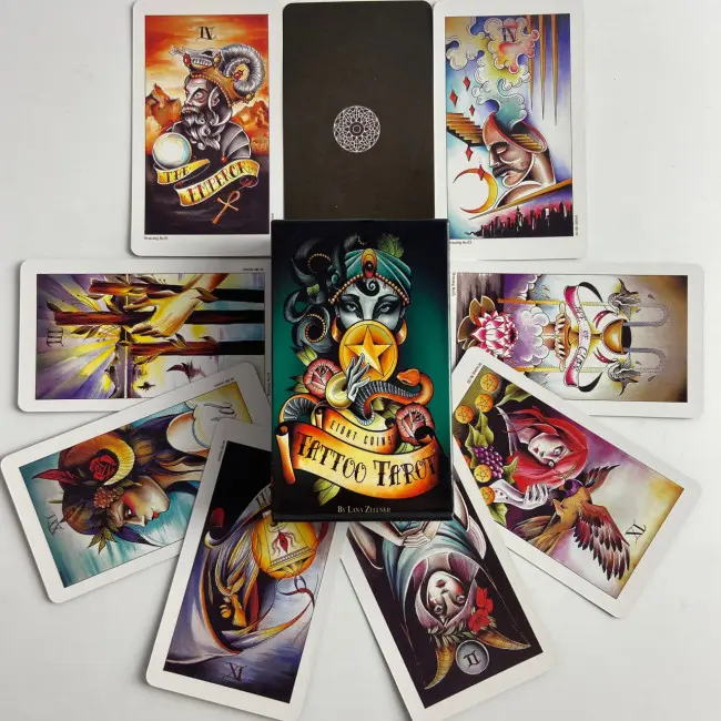 Карти Таро - Тату "Вісім монет", зменшена (Eight Coins Tattoo Tarot)