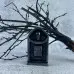 Воскова срібна свічка - Надгробна з черепом (8,5 см)