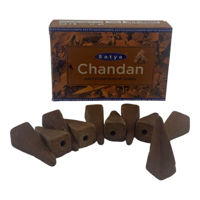 Арома-конуси зі зворотним потоком - Chandan Backflow Dhoop Cones, Satya (Сандалове Дерево)