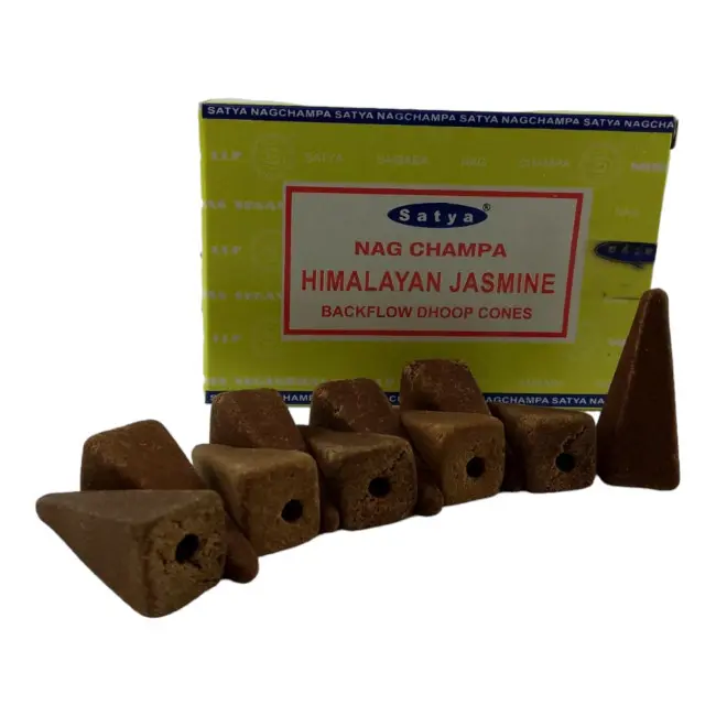 Арома-конуси зі зворотним потоком - Himalayan Jasmine, Nag champa Backflow Dhoop Cones, Satya (Гімалайський Жасмин)