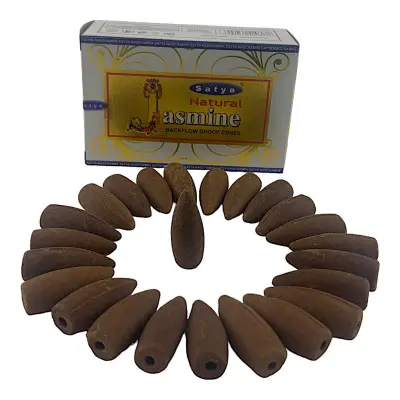 Арома-конусы с обратным потоком - Natural Jasmine Backflow Dhoop Cones, Satya (Натуральный Жасмин)