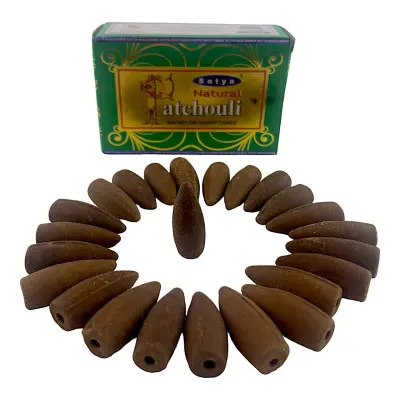 Арома-конуси зі зворотним потоком - Natural Patchouli Backflow Dhoop Cones, Satya (Натуральний пачулі)
