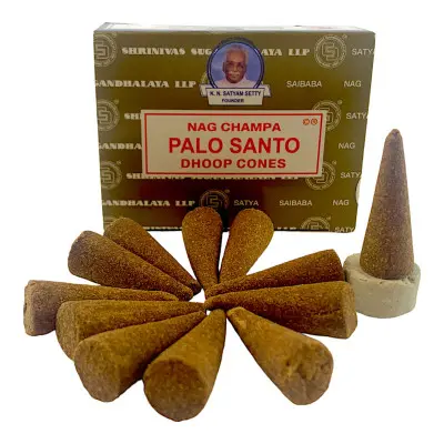 Пыльцевые благовония арома-конусы - Palo Santo, Nag champa Dhoop Cones, Масала Satya (Священное Дерево)