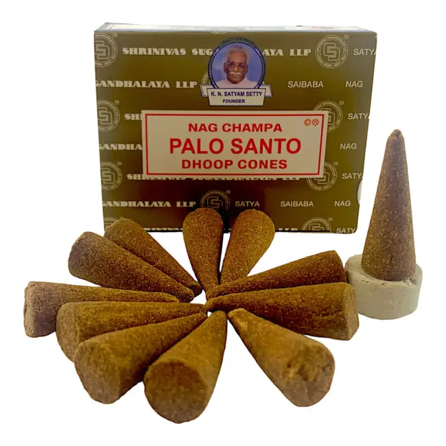 Пилкові пахощі арома-конуси - Palo Santo, Nag champa Dhoop Cones, Масала Satya (Священне Дерево)
