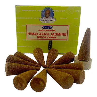 Пилкові пахощі арома-конуси - Himalayan Jasmine, Nag champa Dhoop Cones, Масала Satya (Гімалайський Жасмин)