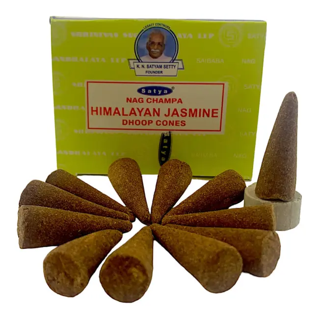 Пилкові пахощі арома-конуси - Himalayan Jasmine, Nag champa Dhoop Cones, Масала Satya (Гімалайський Жасмин)
