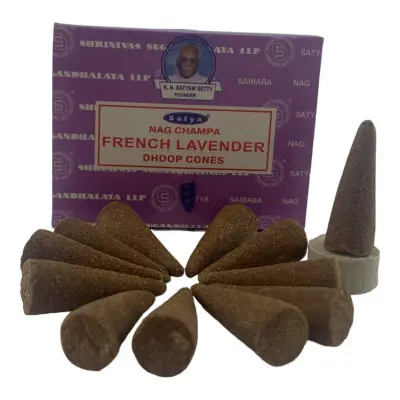 Пилкові пахощі арома-конуси - French Lavender, Nag champa Dhoop Cones, Масала Satya (Французька Лаванда)