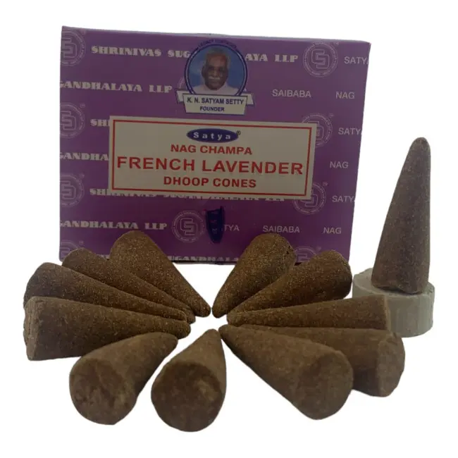 Пилкові пахощі арома-конуси - French Lavender, Nag champa Dhoop Cones, Масала Satya (Французька Лаванда)