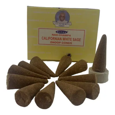 Пыльцевые благовония арома-конусы - Californian White Sage, Nag champa Dhoop Cones, Масала Satya (Калифорнийский белый шалфей)