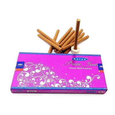 Безосновные благовония - Purple Jewel, Premium Dhoop Sticks, Satya (Пурпурный Драгоценный Камень)