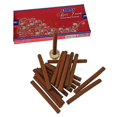 Безосновные благовония - Red Jewel, Premium Dhoop Sticks, Satya (Красный Драгоценный Камень)