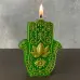 Воскова зелена свічка - Рука Фатіми, Світло Хамси (11 см)