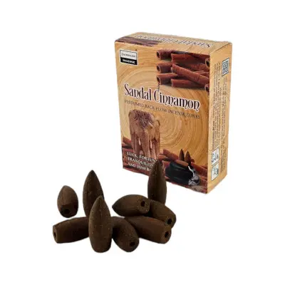 Арома-конуси зі зворотним потоком - Sandal Cinnamon Backflow Dhoop Cones, Darshan (Кориця і сандал)