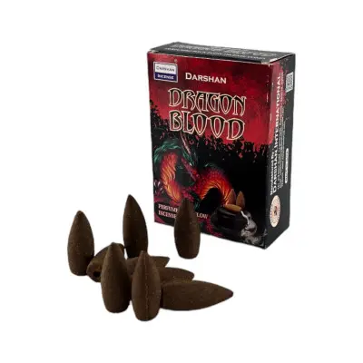 Арома-конуси зі зворотним потоком - Dragon Blood Backflow Dhoop Cones, Darshan (Кров Дракона)