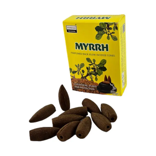 Арома-конуси зі зворотним потоком - Myrrh Backflow Dhoop Cones, Darshan (Мірра)