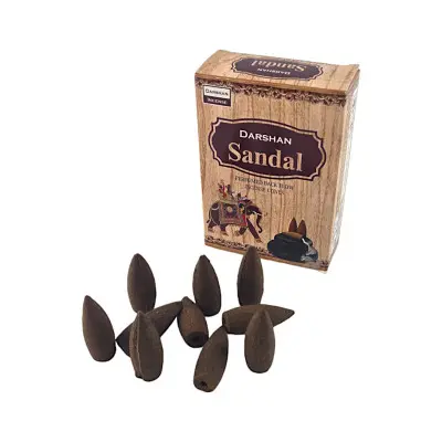 Арома-конуси зі зворотним потоком - Sandal Backflow Dhoop Cones, Darshan (Сандал)