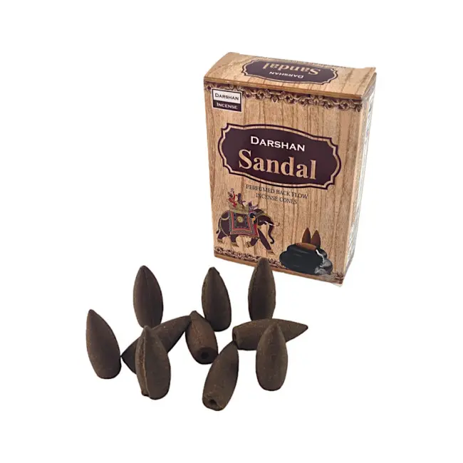 Арома-конуси зі зворотним потоком - Sandal Backflow Dhoop Cones, Darshan (Сандал)