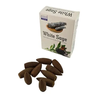 Арома-конуси зі зворотним потоком - White Sage Backflow Dhoop Cones, Darshan (Біла Шавлія)