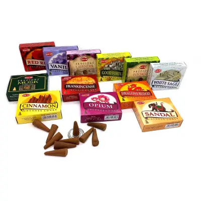 Набір пилкових пахощів арома-конуси - Assorted Perfumed Incense, Масала HEM (Конуси в асортименті, 480 шт.)