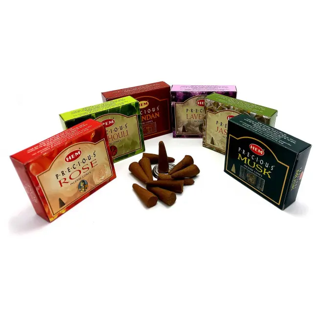 Набір пилкових пахощів арома-конуси - Precious Assorted Perfumed Incense Cones, Масала HEM
