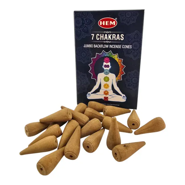 Арома-конуси зі зворотним потоком - 7 Chakras Jumbo Backflow Dhoop Cones, HEM (7 Чакр)