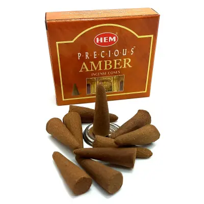 Арома-конуси - Precious Amber Dhoop Cones, HEM (Дорогоцінний бурштин)