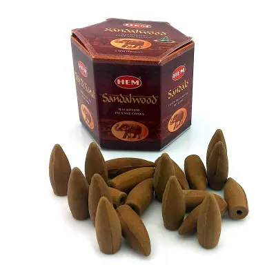 Арома-конуси зі зворотним потоком - Sandalwood Dhoop Cones, HEM (Сандалове дерево)